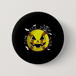 Softball Jack O Lantern Pompoen Gezicht Halloween Ronde Button 5,7 Cm