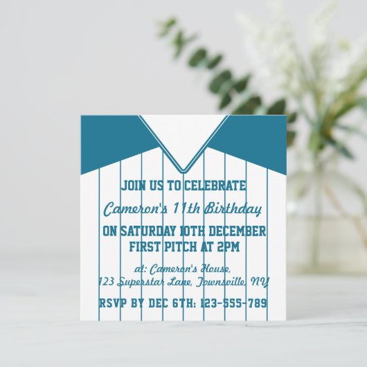 Softball Jersey Invitations du parti à thème Modèl (Debout devant)