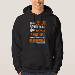 Softball Jezus in haar hart ze is niet te stoppen Hoodie