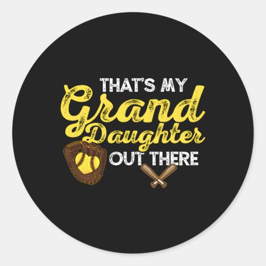 Softball Kleindochter Oma Opa Ronde Sticker (Voorkant)