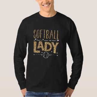 Softball Leopard Graphic Dames Softball Lady T-shirt