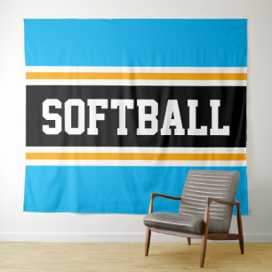 SOFTBALL Leuke Hemelblauwe Zwarte Oranje Racing St Wandkleed