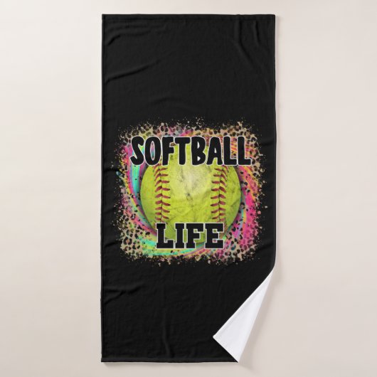 Softball Life Tie Dye Empreinte de léopard Yellow (Serviette de bain)