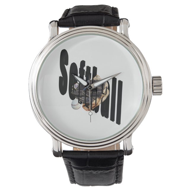 Softball-Logo en handschoenen, Horloge (Voorkant)