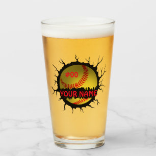 Softball-Logo, Softball Custom Name, Softball Gift Glas