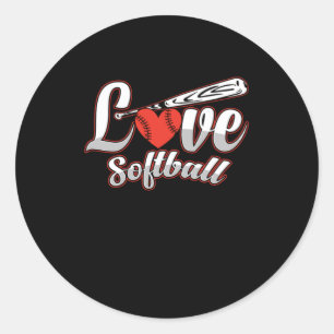 Softball Love Bat Ball Helmet Player Pitcher Gift Ronde Sticker