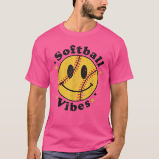 Softball Lover Fan Smiling Face Costume Happy Cute T-shirt