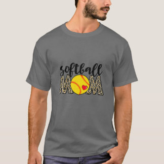 Softball Ma Leopard Baseball Sports Lovers moeder T-shirt