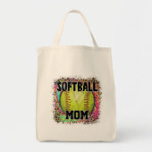 Softball Ma Tie Dye Leopard Print Yellow Ball Tote Bag (Voorkant)