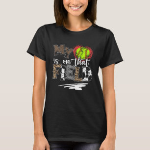 Softball Mam en Pap Mijn hart ligt op dat veld Le T-shirt