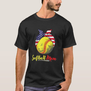 Softball Mam Leopard Funny Baseball Moeder D T-shirt