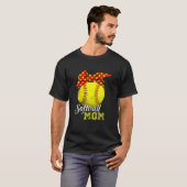 Softball Mam Leopard Funny Baseball Moeder D T-shirt (Voorkant volledig)