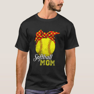 Softball Mam Leopard Funny Baseball Moeder D T-shirt