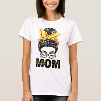 Softball Mam Messy Bun Softball Life Mam T-shirt