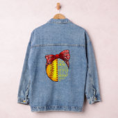 Softball Mam Vrouwen Pitcher Catcher Girls Denim Jacket (Hangar)