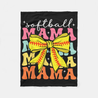 Softball Mama Coquette Bow Softball Mom Mothers Da Fleece Deken