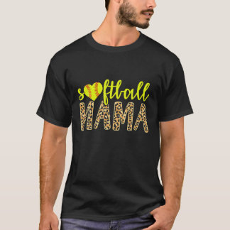 Softball Mama Cute Cheetah Sports Moederdag Gif T-shirt