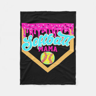 Softball Mama Drip Ice Cream Dripping Game Day Sof Fleece Deken