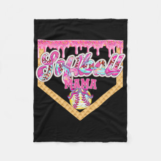 Softball Mama Drip Softball Ice Cream Drip Softbal Fleece Deken