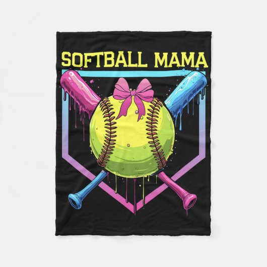 Softball Mama Home Plate Drip Coquette Bow Women S Fleece Deken (Voorkant)