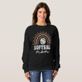 Softball Mama Leopard Rainbow Catcher Pitcher Trui (Voorkant volledig)