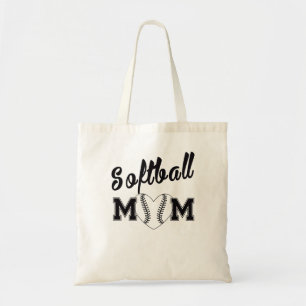 Softball mama met hart tote bag