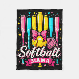 Softball Mama Softball Coquette Bow Softball  Fleece Deken