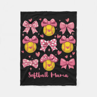 Softball Mama Softball Coquette Bow Softball Mom M Fleece Deken