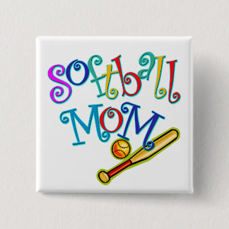 Softball mama vierkante button 5,1 cm