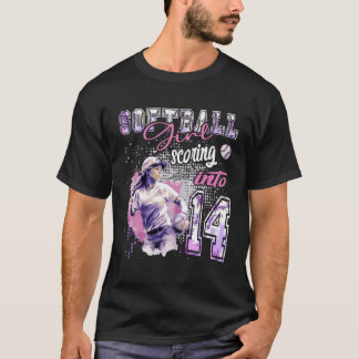 Softball meisje scoren in 14 - Dames verjaardag T-shirt