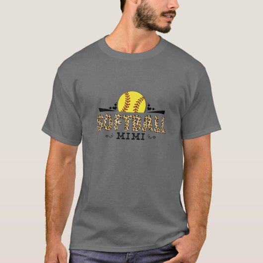 Softball Mimi Leopard Pattern Moederdag Lover T-shirt (Voorkant)