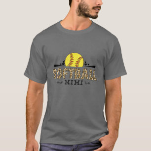 Softball Mimi Leopard Pattern Moederdag Lover T-shirt
