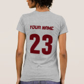 Softball Moeder, met naam & nummer Print T-shirt (Achterkant)