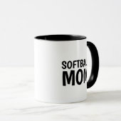 Softball Moeder, zwart wit Two-Tone Coffee Mok (Voorkant rechts)