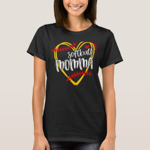 Softball Momma Ma Softball Heart T-shirt