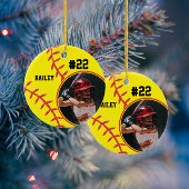 Softball Naam Jersey Nummer Foto Keepsake Keramisch Ornament