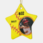 Softball Naam Jersey Nummer Foto Keepsake Keramisch Ornament (Links)