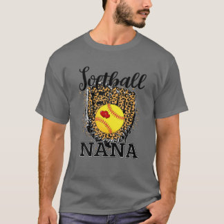 Softball Nana Leopard Game Day Gift for Moeder Pla T-shirt