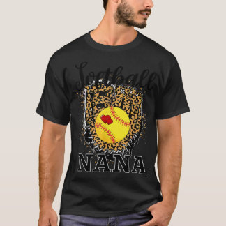 Softball Nana Leopard Game Day Gift for Moeder Pla T-shirt