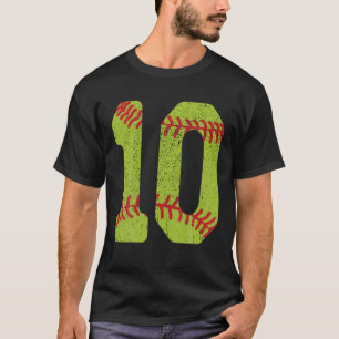 Softball-nummer 10 Tien 10e verjaardag Softball Pl T-shirt