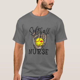 Softball Nurse Leopard Game Day Softball Lover Mot T-shirt