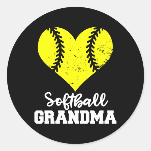 Softball Oma He Softball Ronde Sticker (Voorkant)