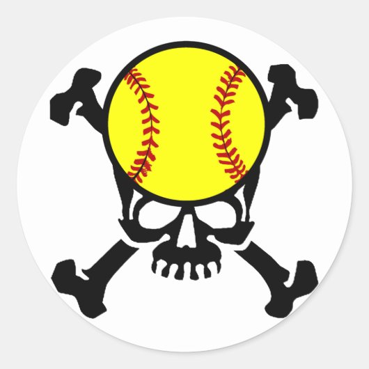 Softball op de hersenschedel ronde sticker (Voorkant)