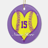 Softball Ornament Jouw naam, NUMMER of Schrap het (Links)