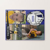 Softball ou Baseball 3 Photo Jigsaw Puzzle bleu (Horizontal)