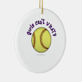 Softball-Paars Keramisch Ornament (Rechts)