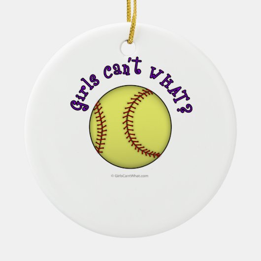 Softball-Paars Keramisch Ornament (Voorkant)