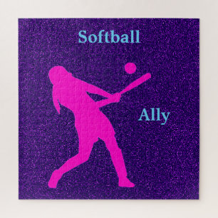 Softball Paarse Glitter Girls Jigzaag Puzzle Legpuzzel