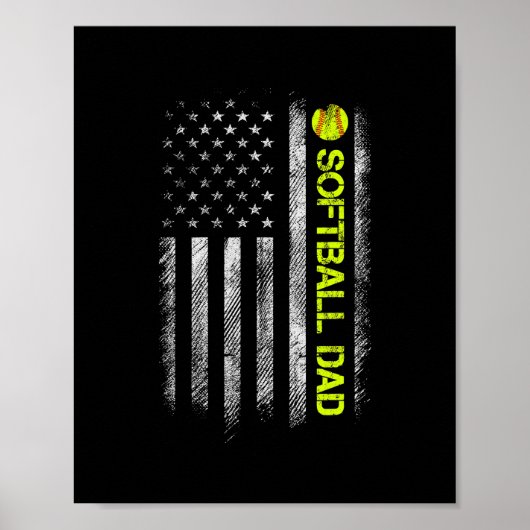 Softball Pap American Flag Softball Poster (Voorkant)