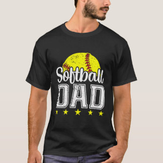 Softball Papa Funny Vaderdag T-shirt